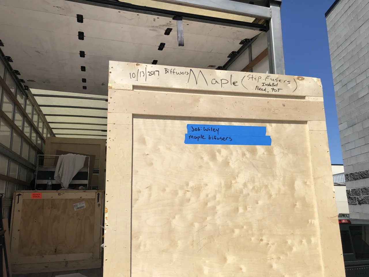 Brett Acoustics also installed the bifusors in tracking room 1. As you can see these have been built for years waiting to be shipped and installed.