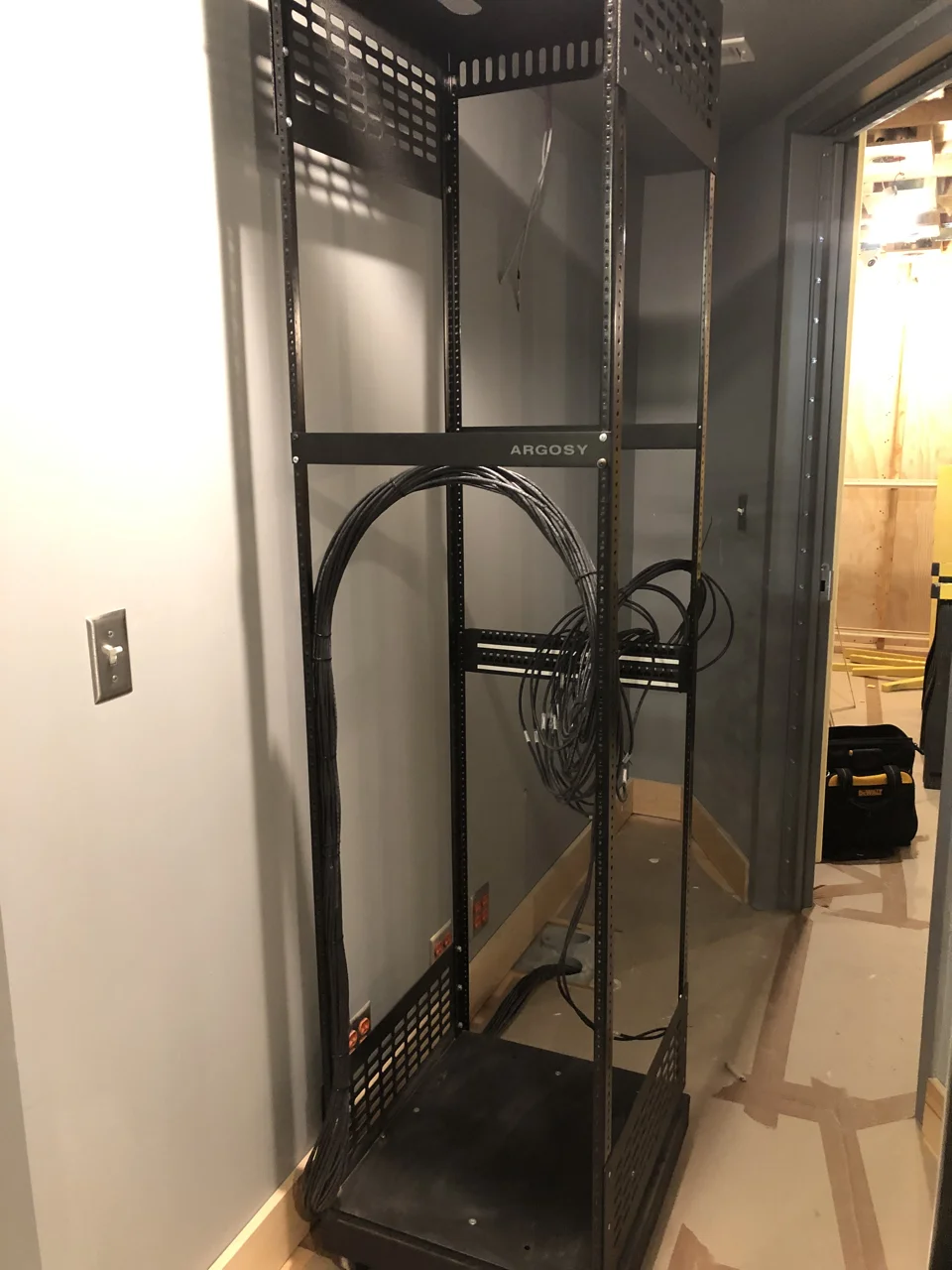 Cat 6 lines run and wired in machine room 2.