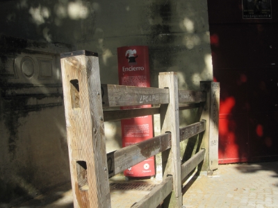 An actual part of the fence they use to keep the bulls on the path.