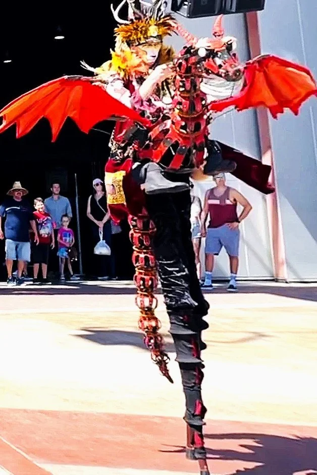 one-of-a-kind stilt dragon performance stiltshow.com