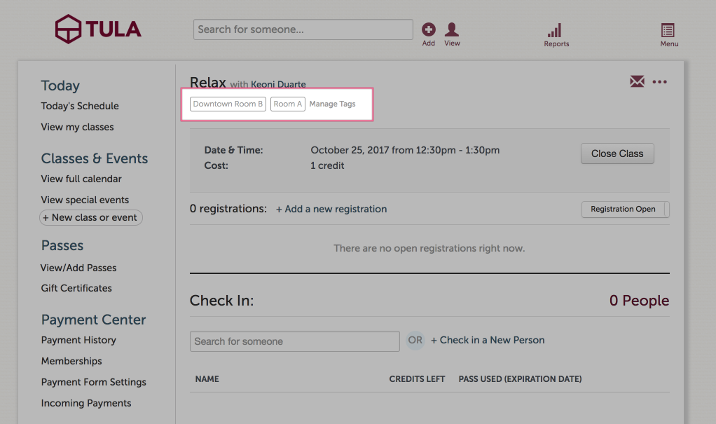 Easily add tags to events