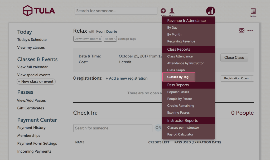 View your events by tag