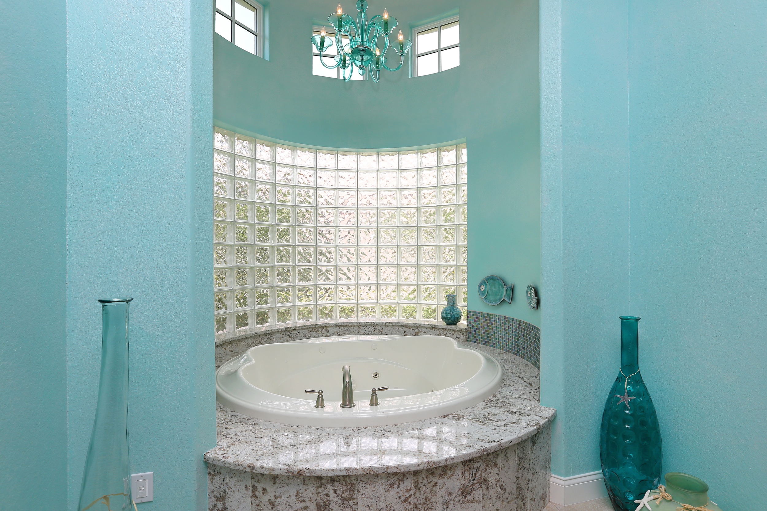 Bathroom in Aqua Venetian Plaster