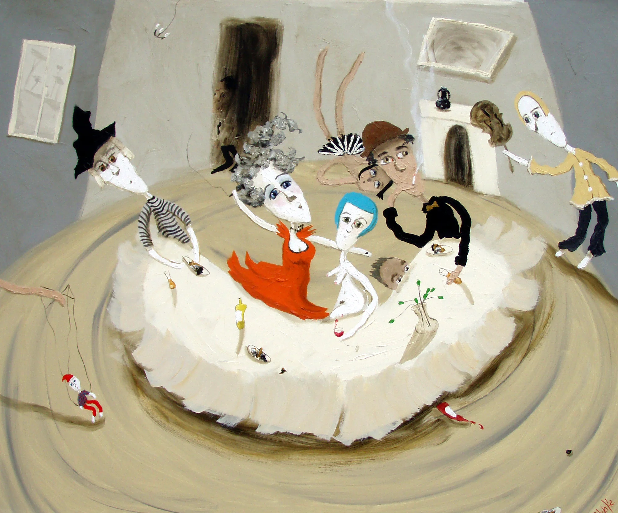 The Cast With Puppet 1.2m x 1m oil on linen