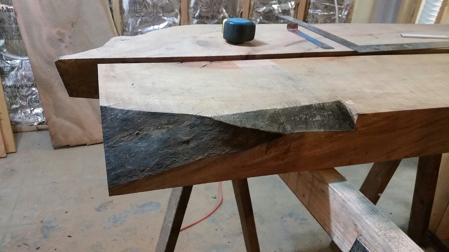  Madrone stair treads getting cut to length