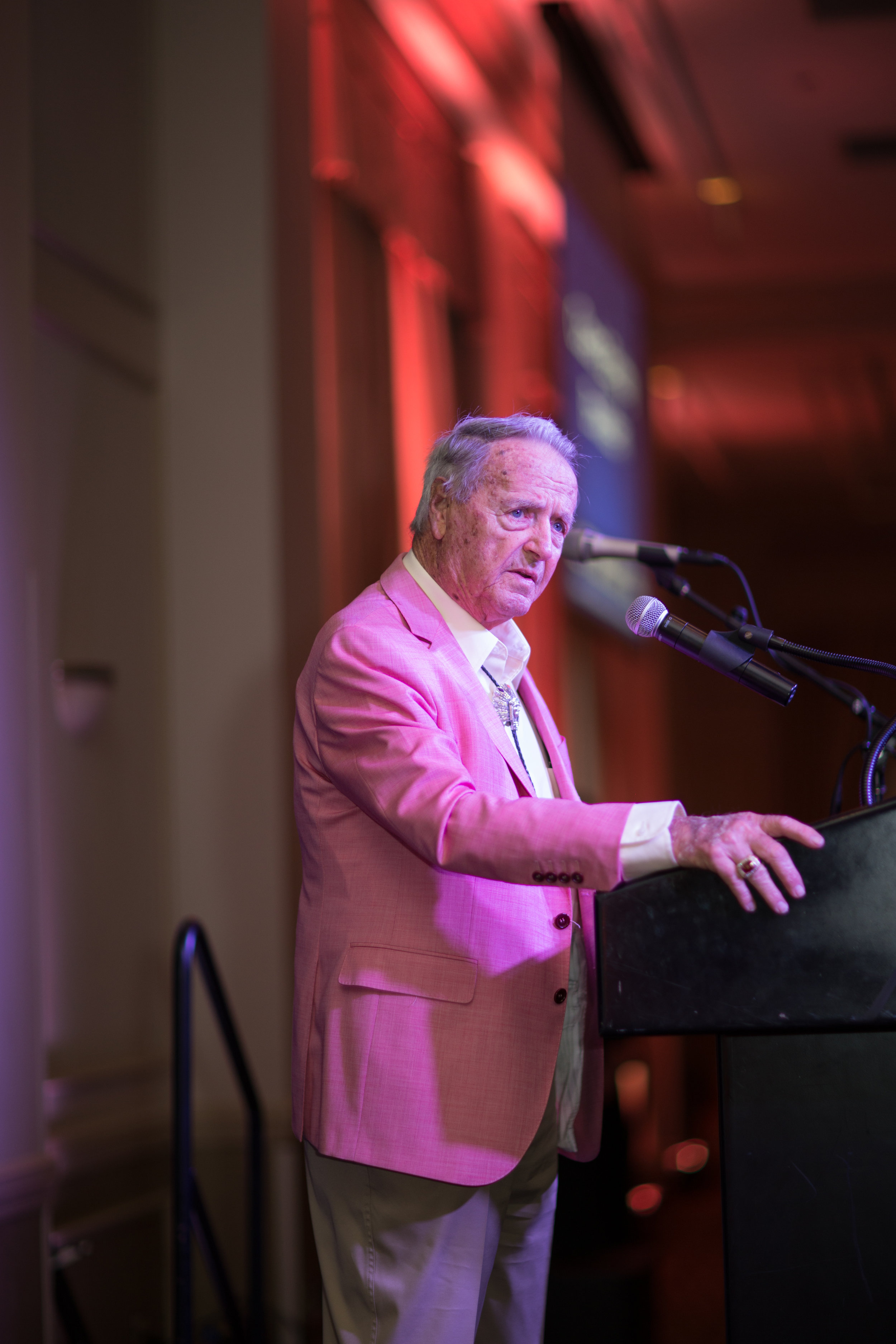   Coach Bobby Bowden speaks just after announcement of Bobby and Ann Bowden Athletics Complex to be built at Community Christian School   