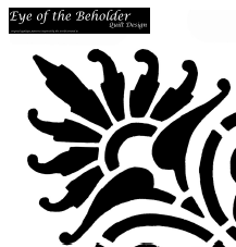 Scroll & Fan Pattern piece snippet. Solid black for reverse applique.