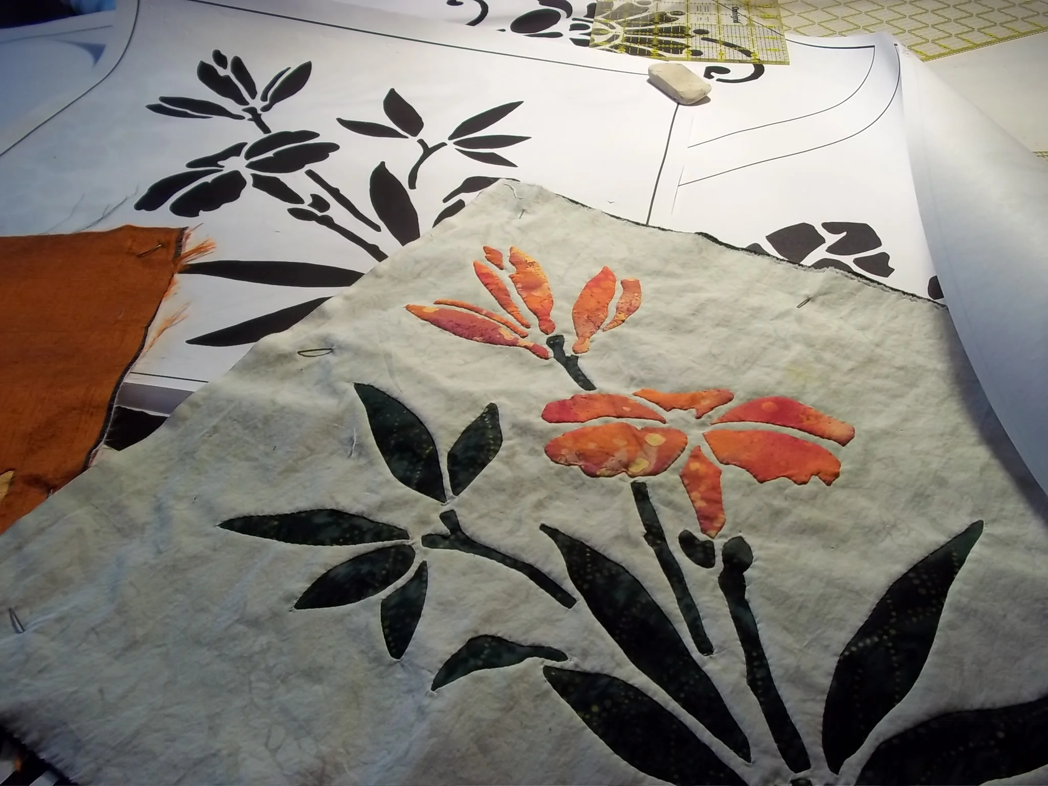 Lily , 16" block, 1 of 9, for Victorian Garde n Quilt . Make it two ways in one pattern.
