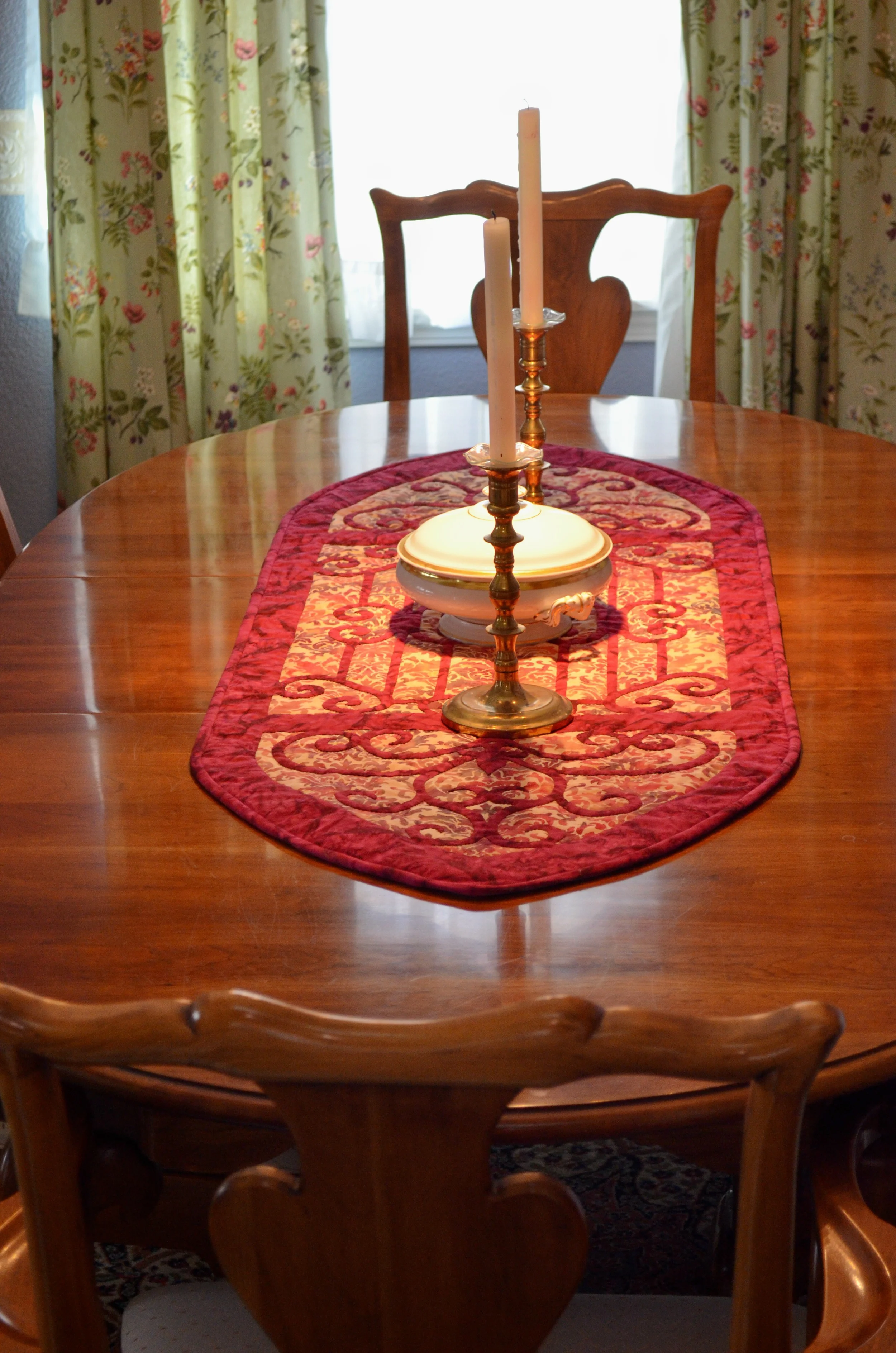 Karen's Hospitality, length on table with casserole and candles.JPG