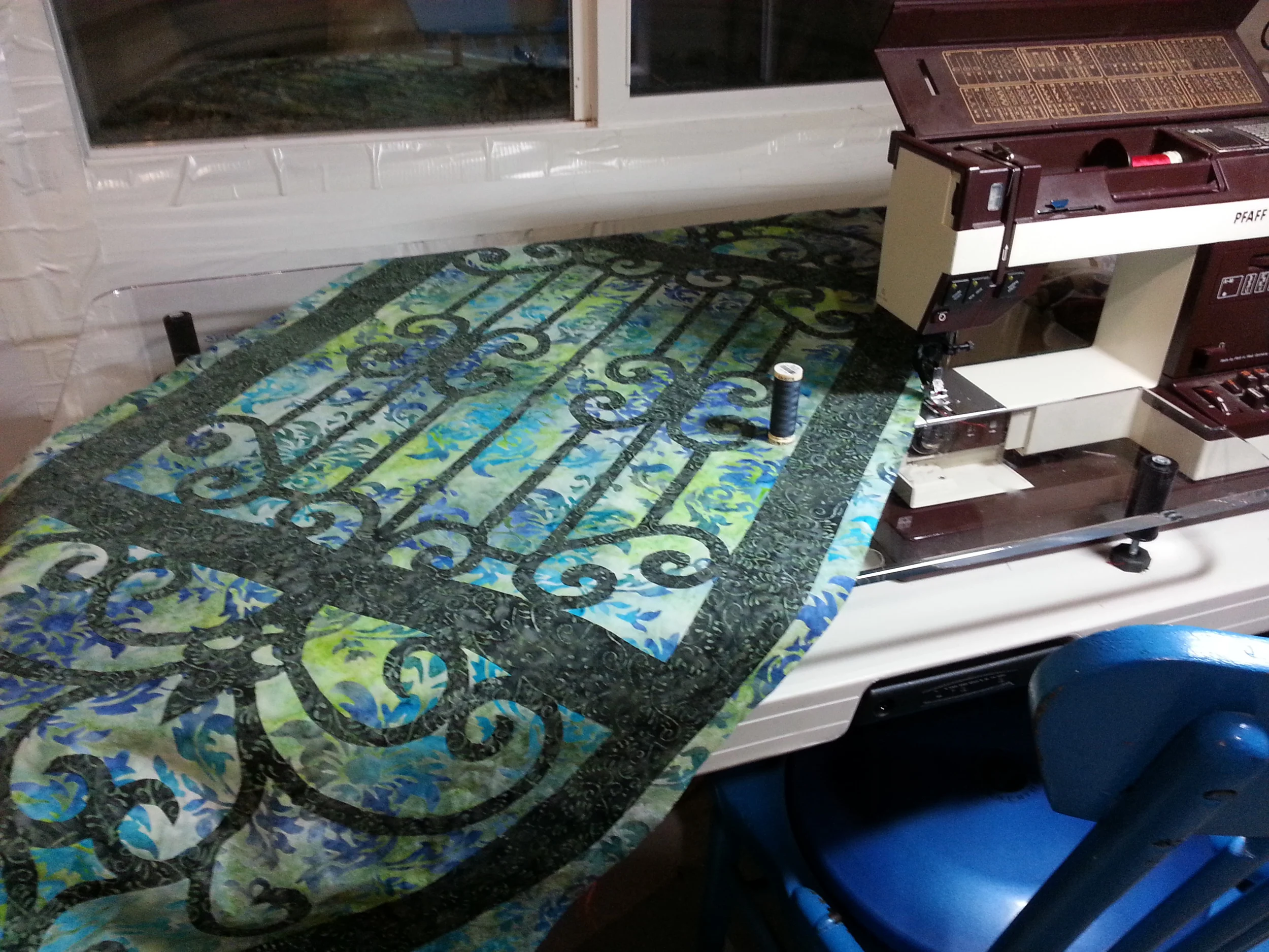 Karen's Hospitality ready for the stitching by machine.