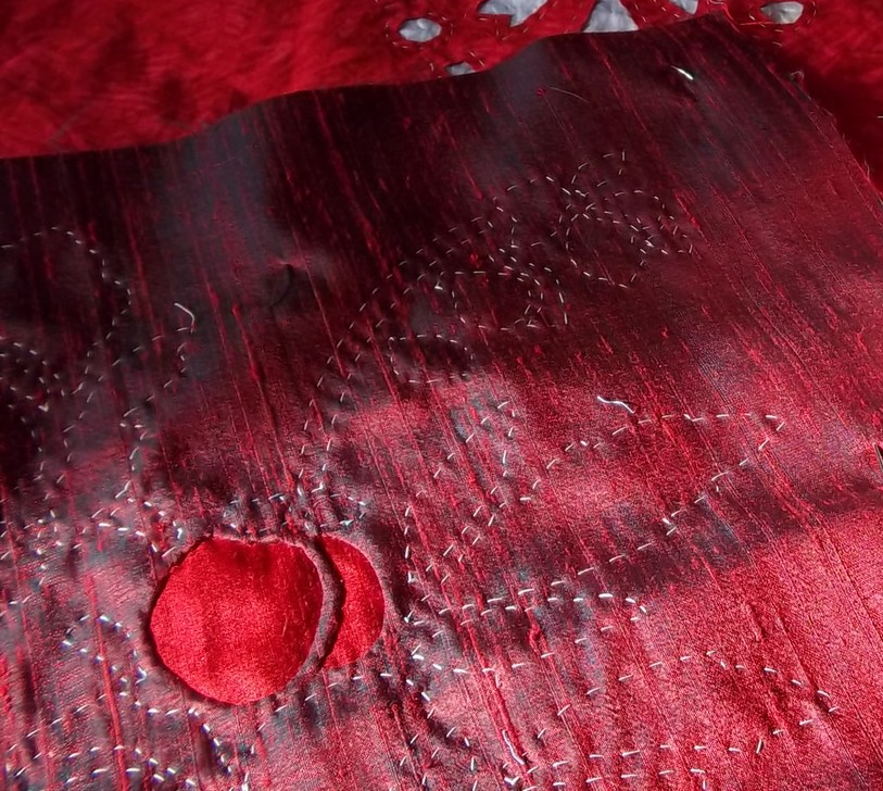 Rose Pillow/ block. Dupiont silk with rtex 100% polyester stabilizer.