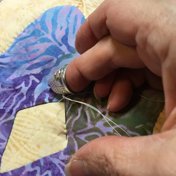 Quilting the center.