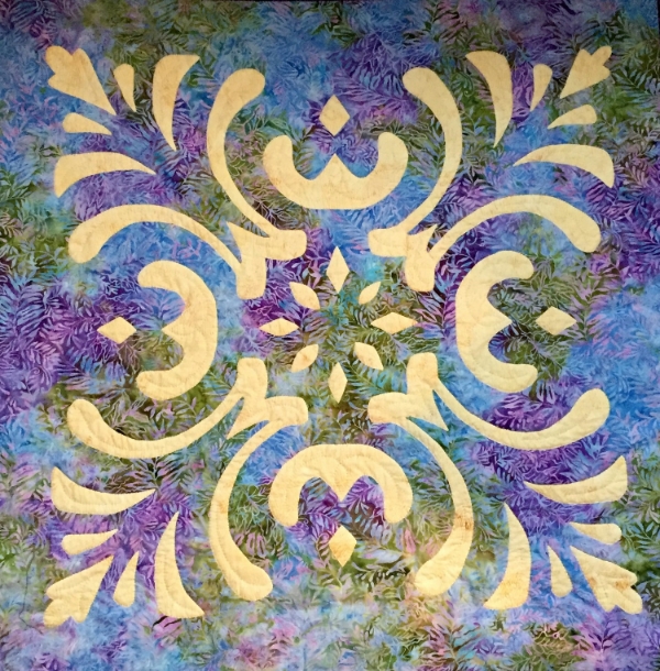 Majesty, Medallion IX (36" x 36"). can be made by hand or machine. Hand will be taught at Applique Away on Galveston Bay.