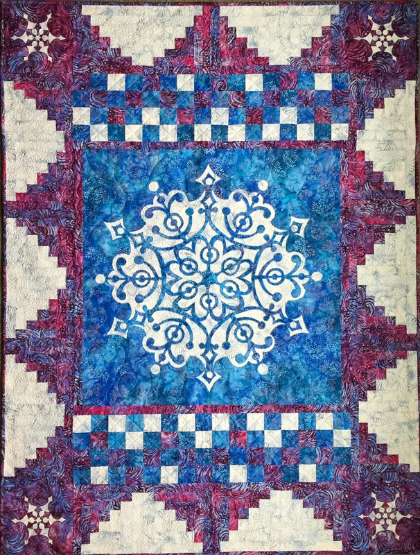 Frosty Frozen Wonder Quilt (48" x 64"). Made with Frozen Wonder Medallion VIII and Frosty Quilt Expansion pattern