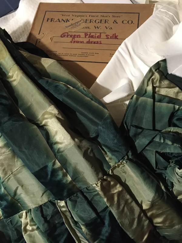 Green plaid silk skirt