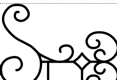 Victorian Flower Garden Header/ foot border pattern piece snippet. Solid black for applique.