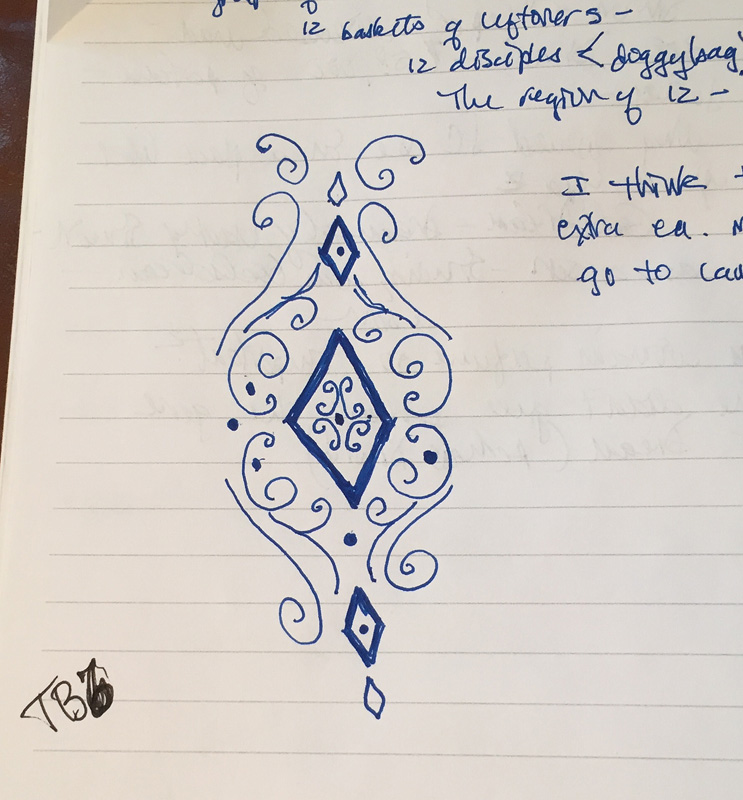 Doodle of Vintage Jewel from my journal -fall 2014.
