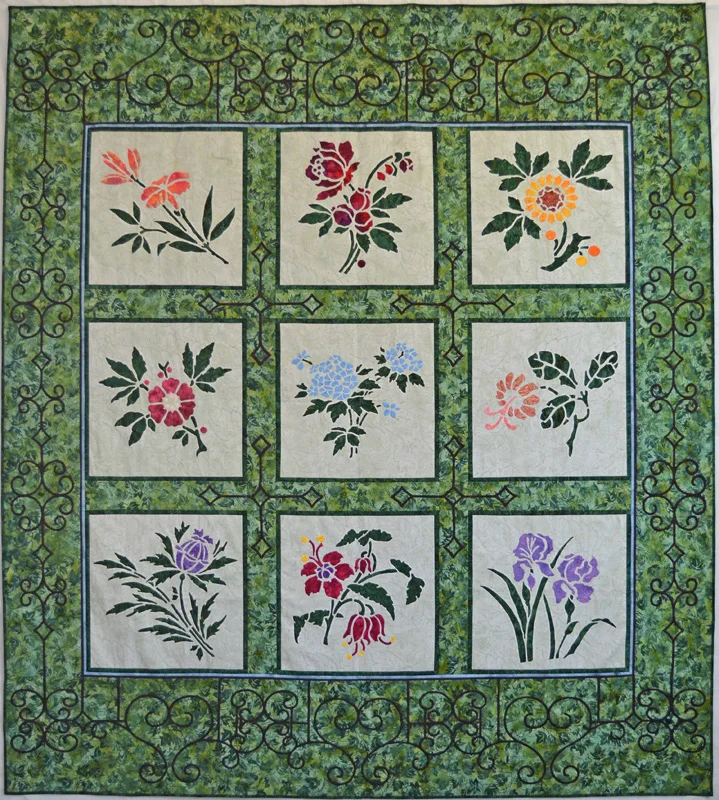 Victorian Flower Garden Quilt IV (74" x 82") hand or machine