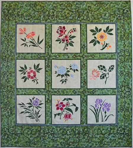 Victorian Flower Garden Quilt IV (74" x 82"). "A Garden that Blooms All Year Long"