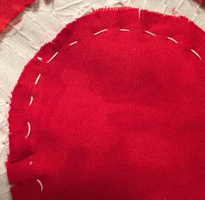 Basted 1 1/2" diameter center circle from Red & White