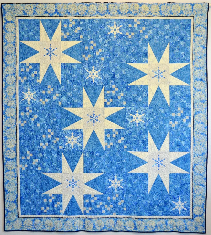 Twinkling Flurries Quilt VI ( 76" x 84"). hand or machine creation.