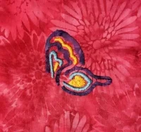 Embroidering a filler stitch.
