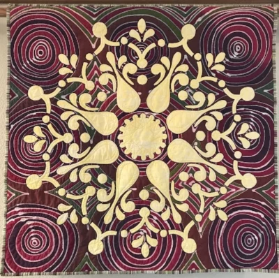 Remembrance, Medallion XIV (36" x 36"). hand or machine reverse applique. Designed for Turtle Hand, fall 2017.