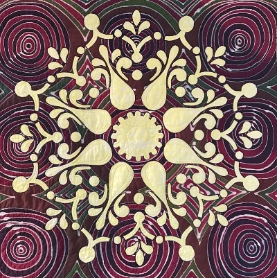 Remembrance, Medallion XIV (36" x 36"). Hand or machine reverse applique. designed for Turtle Hand, fall 2017.