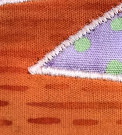 5. Acute inside point done. Stitches of the second leg overlap the stitches of the first leg without any "x-ed" tails at the point.