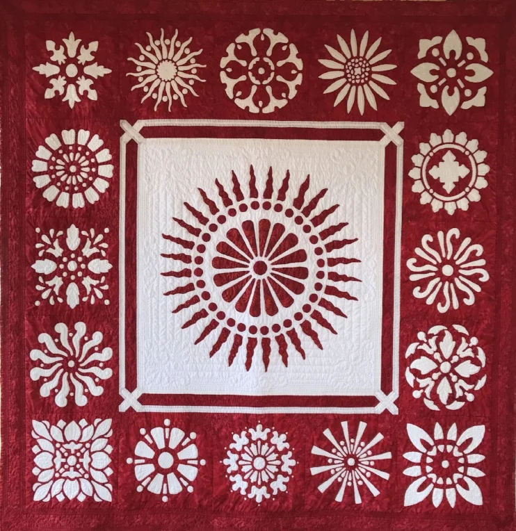 Red & White Explosion Quilt (66" x 66"). Just back from Road to CA 2018 quilt competition.