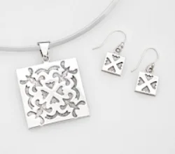 Sterling Silver Spring Love large pendant and earrings.