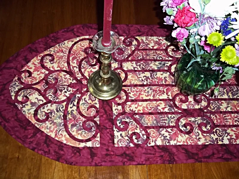Karen's Hospitality, table runner IV (20" x 52.5"). Hand reverse applique.
