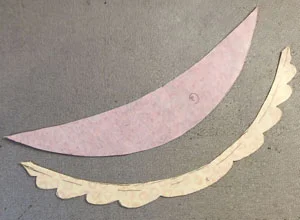 Pink swag and yellow swag frill fused and cut out.