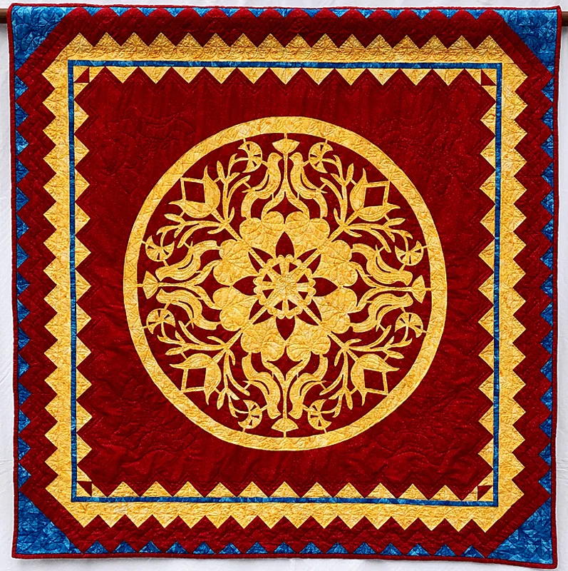 Legacy, Medallion XVI (50” x 50” Hand Reverse Applique with Paper-Pieced border