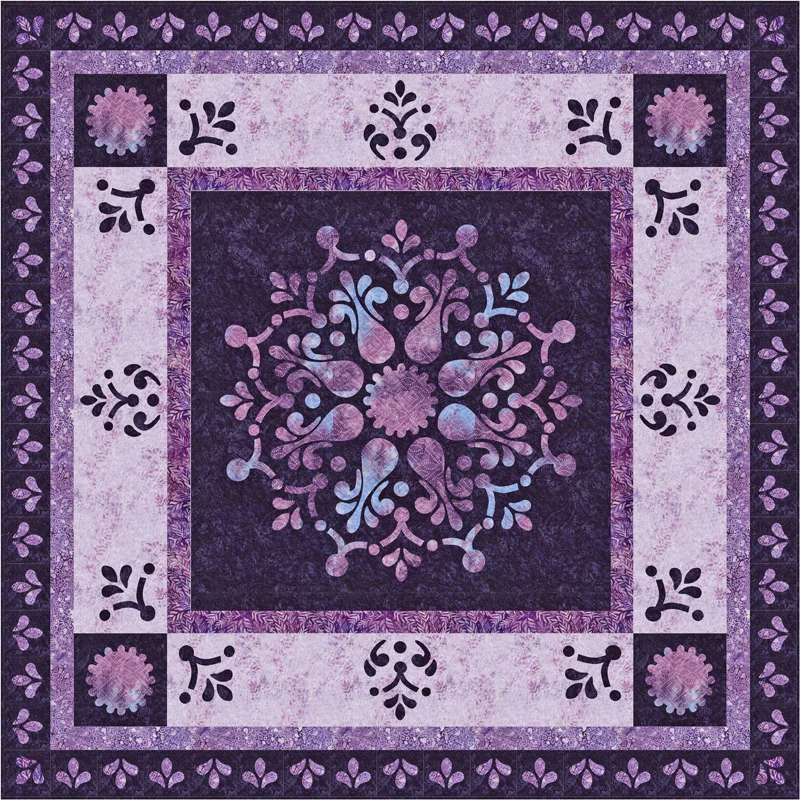 Appassionata, Quilt XIV (68” x 68”) Machine or Hand Reverse Applique with Applique.