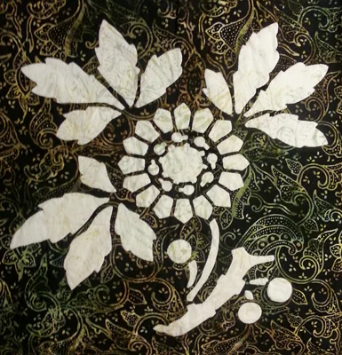 Sunflower , 3/9: 2 fabric. Made all reverse applique.