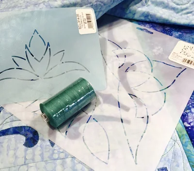 Some of the stencils I used for Pacific Splash and other pieces. These are SCL-314-05 by The Stencil Co., and HW137 by Quilting Creations.