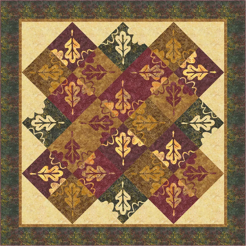 Falling Leaves Quilt IX (82” x 82”) for Hand or Machine reverse applique.