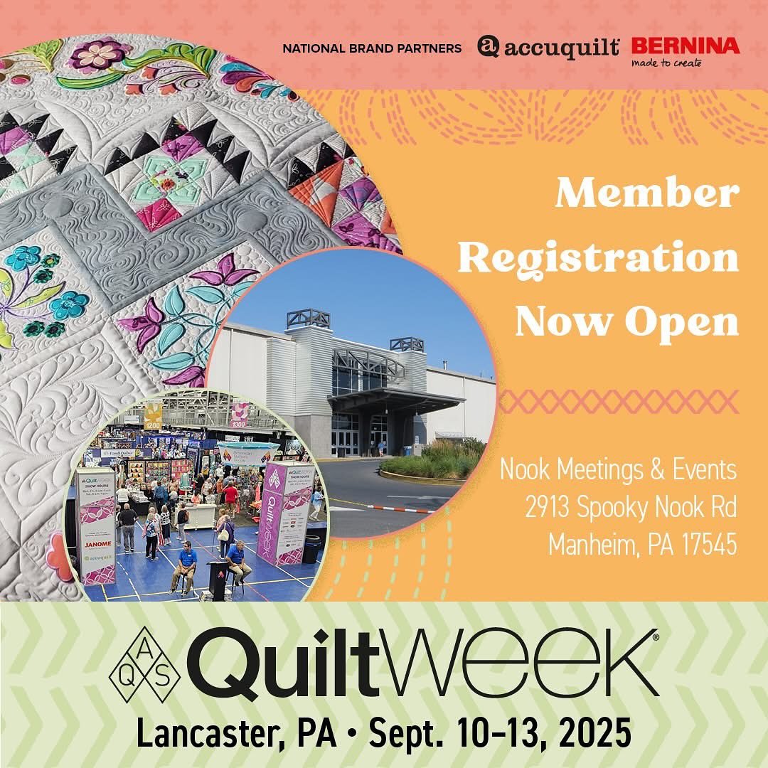 I&rsquo;m very excited to be teaching at @aqsonline Lancaster QuiltWeek this September 10-13, 2025! Registration for AQS members is open now. Open Registration begins June 17. I&rsquo;m teaching lots of fun classes: Embroidery for Molas, Hand Reverse
