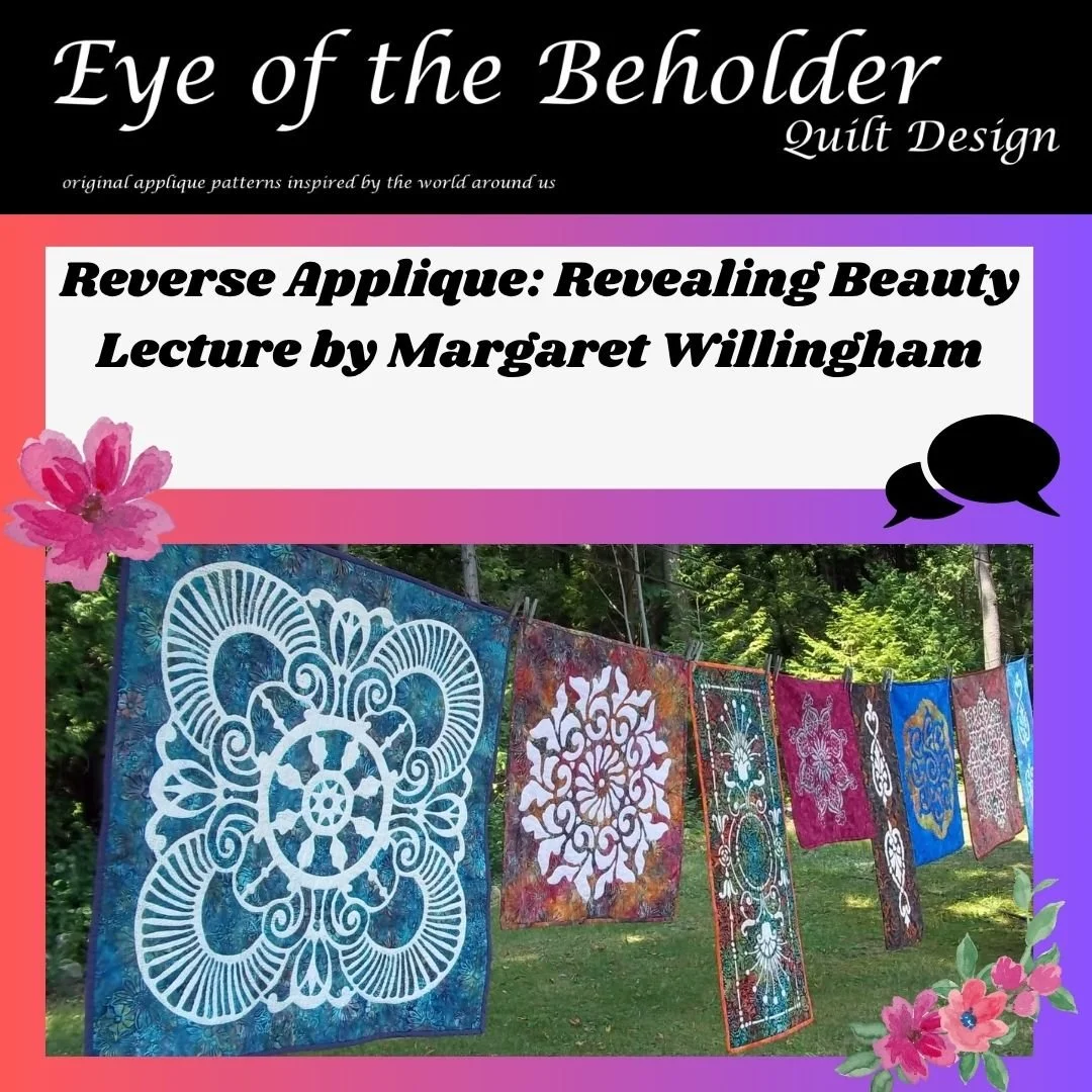 THURSDAY 8/14 in TYLER, TX with the QUILTERS GUILD OF EAST TX @qgetx ! 
Lecture at 11:00 am: Reverse Applique: Revealing Beauty
Workshop , 1 - 4 pm: Skill Buster for Your Toolbox: Hand Reverse Applique. Making the Bloom block from Spring Rains. 8/15 