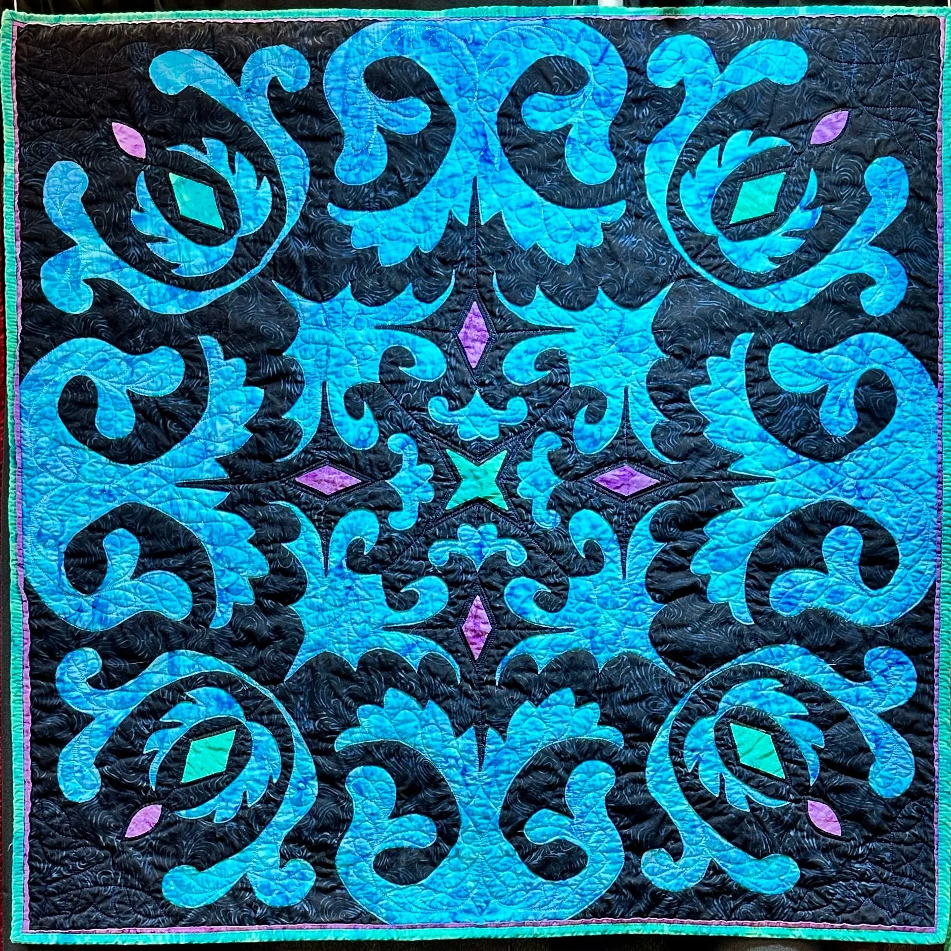 NEW PATTERN!
NORTH STAR MEDALLION XXIII (36&quot; x 36&quot;) for hand or machine reverse applique with applique. &quot;Hold fast to its Guiding Light - True North.&quot; Pattern designed in batiks from the foundations collection by @luminfabrics . T