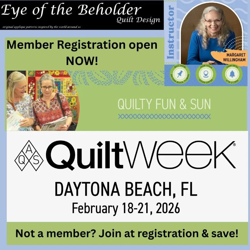 AQS Member Early Registration for AQS QuiltWeek &ndash; Daytona Beach 2026 is Open! Members: Register Now! Save Your Spot. @aqsonline 
-Lock in your favorite workshops, lectures, and special events before registration opens to the public on November 