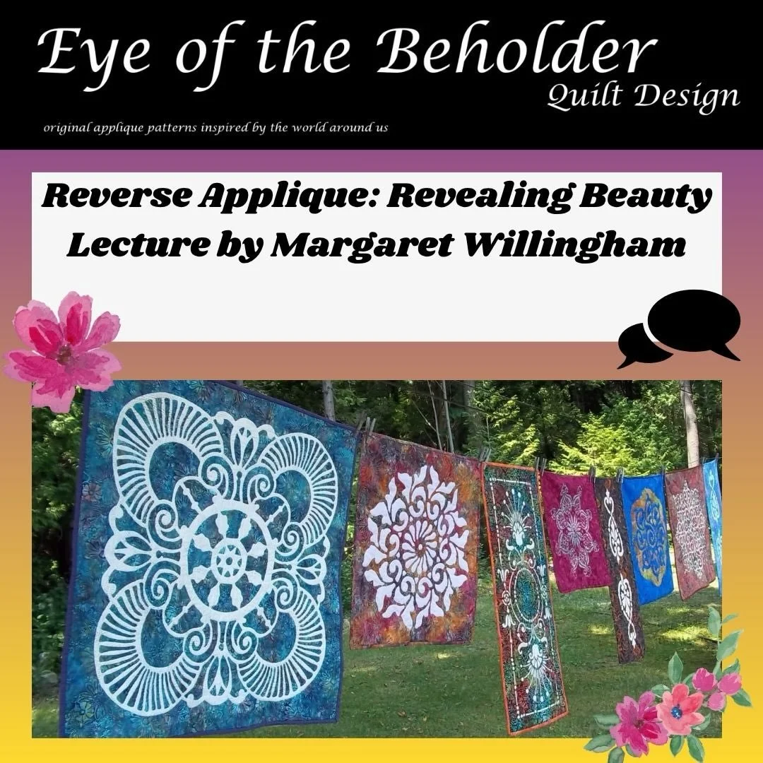 Lecture tomorrow at Smoky Hill Quilt Club! Sharing REVERSE APPLIQU&Eacute;: REVEALING BEAUTY at 7:30 pm. Their meeting begins at 6:30 pm. Come join in to make some new quilting friends and learn what reverse appliqu&eacute; is, a bit of its history, 