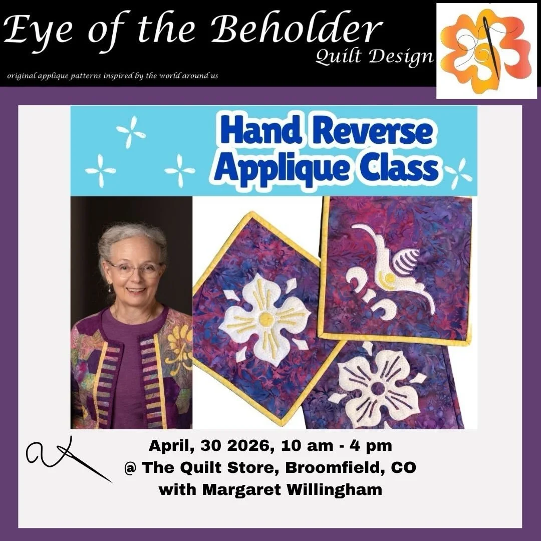 Want to learn how to hand reverse appliqu&eacute;? This is the class for you! Learn the ins and outs of our signature method that makes hand reverse appliqu&eacute; so, sew easy and FUN! April 30, 10 am - 4 pm @quiltstorebroomfield . Taught by expert