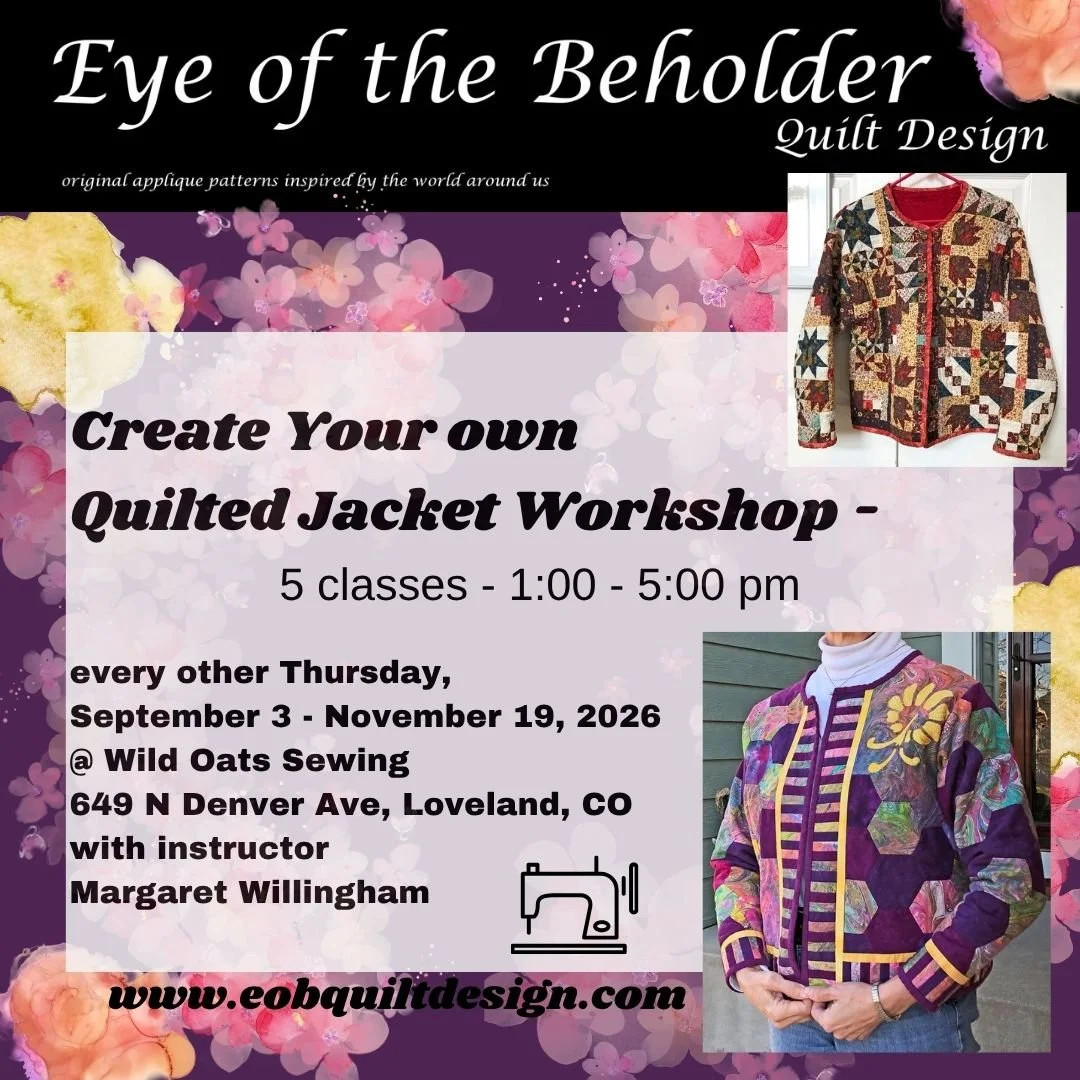 Create Your Own Quilted Jacket Class at @wildoatssewingco , beginning September 3, 2026 with Margaret Willingham.
 This workshop is the first in a series of 5 FUN classes to create your own unique quilted sweatshirt jacket. Classes meet every other T