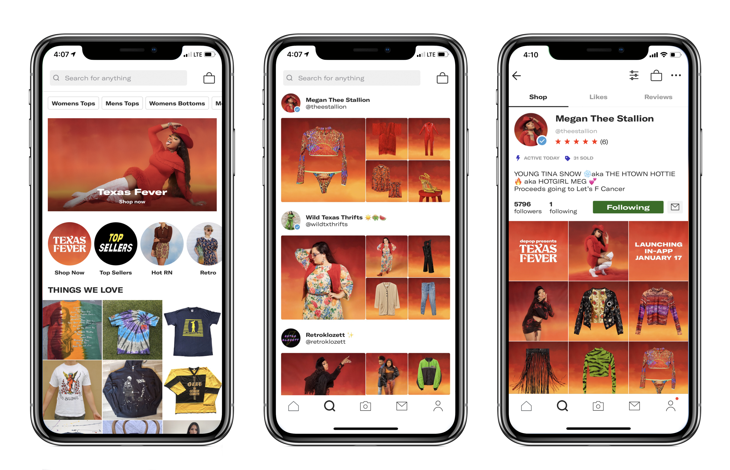 Each item in the editorial was shoppable in-app as part of a featured collection. Meg's Depop page also sold looks from her past music videos, such as Hot Girl Summer.