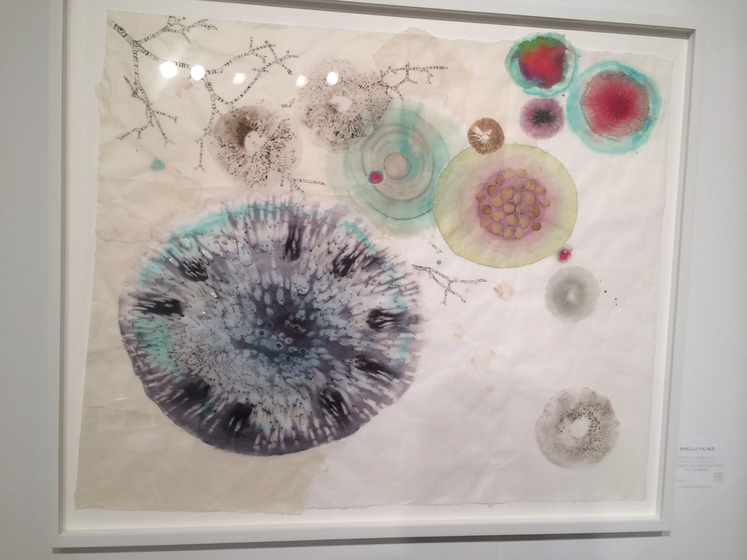 The two above pieces are by Brooklynite, Marilla Palmer. Her use of ink, foliage, spores, artificial foliage and water color, demonstrates a unique perspective that results in beautiful and unique works. For more info visit her site: http://www.marillapalmer.com/12MP_01exh_01.html