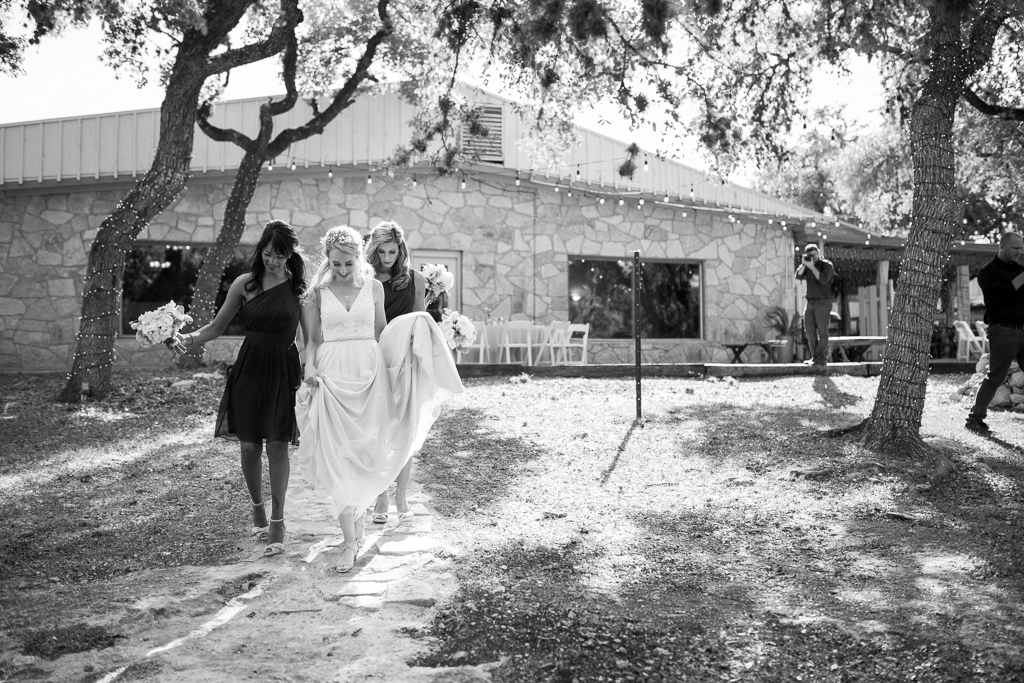 wedding photography - bride and bridesmaids walking