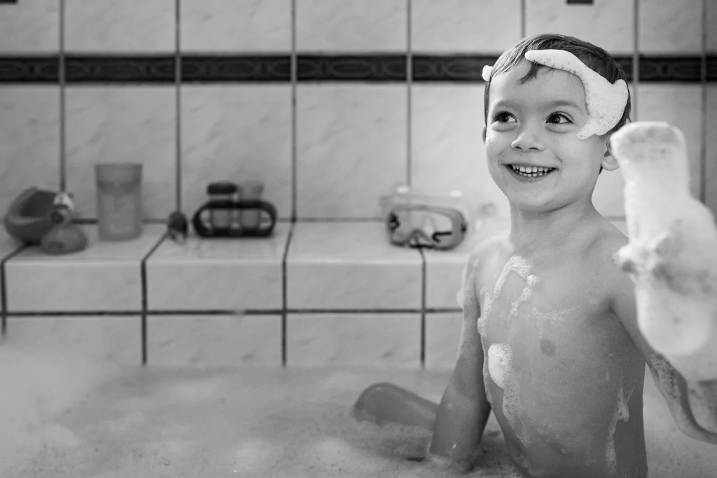 boy bubble bath