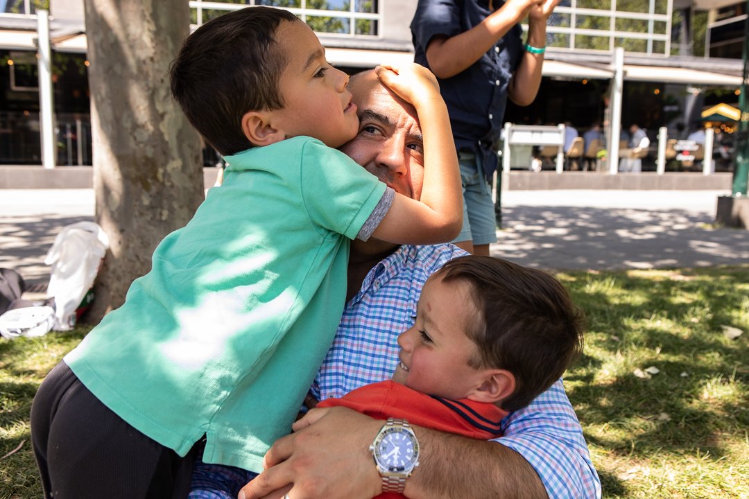 family portraits - sons on top of dad